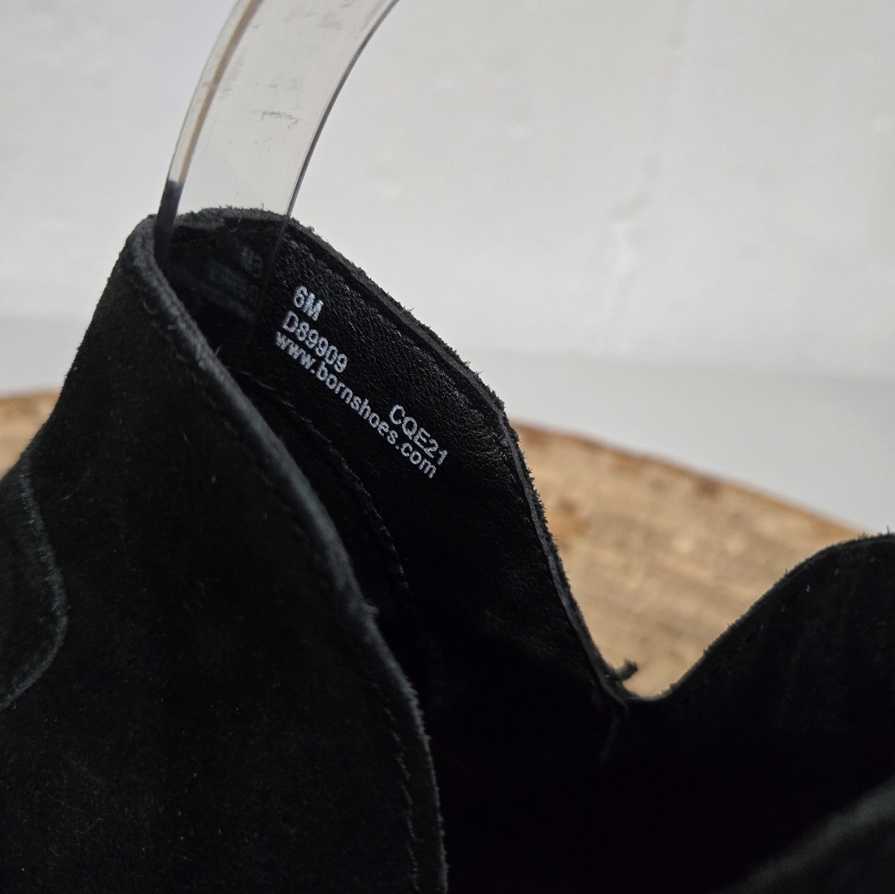 Born Black Oiled Suede Leather Western Ankle Booties 6 - Picture 5 of 7